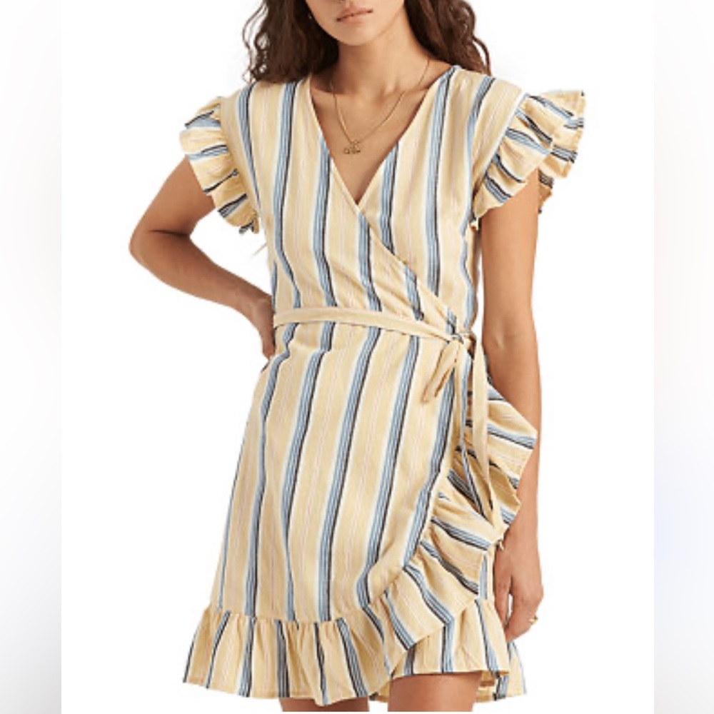 Billabong Wrap and Roll Striped Wrap Dress - Size L